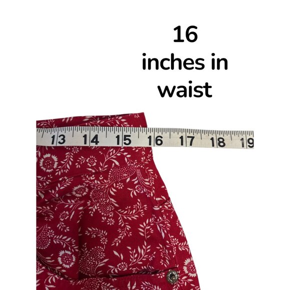 Evan-Picone Red Floral Twill Pants – Size 12 – 100% Cotton – Cropped Length – Vi - Picture 7 of 8
